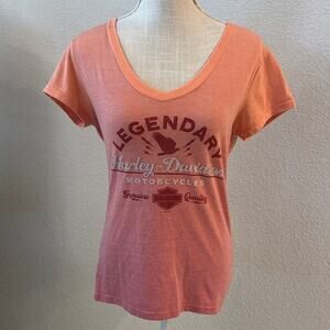 Harley-Davidson Portsmouth, VA. Bayside Orange Graphic Tee Small